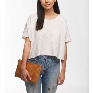 fashionABLE genuine leather Martha clutch, cognac